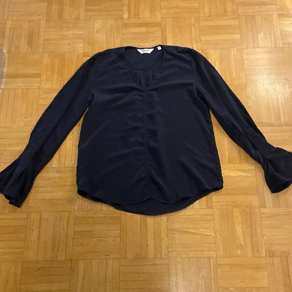 Joie Navy Blouse with Flare Ruffle Cuffs Small - Picture 5 of 9